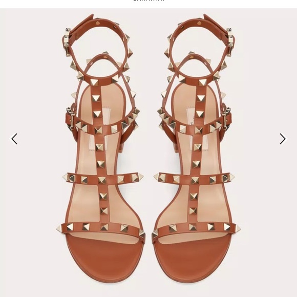 Size 34–US 4/4.5 Valentino Garavani Rockstud Ankle Strap Sandals 60MM Brown - Picture 14 of 14